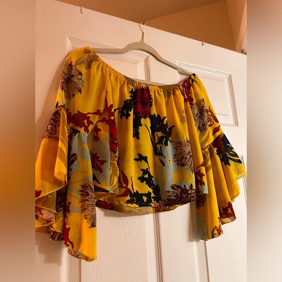 Charlotte Russe Tops - Yellow floral off the shoulder top